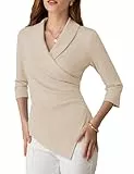 GRACE KARIN Bluse Damen Business V-Ausschnitt Elegant Damen Oberteile Festliche Blusen Damen Zur Hochzeit XL Aprikose -1