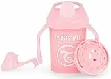 Twistshake Mini Cup | Auslaufsicherer Baby-Schnabelbecher mit Weichem Ausgießer und Fruchtmixer - 230 ml | Entwöhnungsbecher für Kinder | BPA-Frei | Rosa