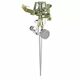 Brandson - Garten Sprinkler aus Metall – Intervall Impulsregner - Rasensprenger rotierend – 24 m Reichweite – 3/4 Zoll - Adapter Schnellkupplung – Rasensprinkler Bewässerungssystem – Sprinklersystem