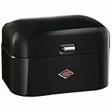 Wesco Single Grandy Brotkasten in der Farbe schwarz, pulverbeschichtetes Stahlblech, Lüftungslöcher und stabiler Handgriff, 22 x 26,8 x 17,5 cm