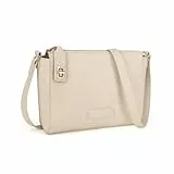 Gladdon Umhängetasche Damen Beige,Kleine Schultertasche mit Reißverschluss & verstellbarem Gurt,Vintage Handtasche für Alltag