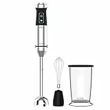 Cecotec Stabmixer Power TitanBlack 1500 XL Cream. 1500 W, CrossBlades Technologie mit 4-Klinge-Blättern mit schwarzer Titan-Beschichtung, extralangem XL-Fuß, Spritzschutz-Klingeneinsatz