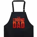 EXPRESS-STICKEREI BBQ Grillschürze - Lustige Kochschürze für Papa - Verstellbare Latzschürze für Männer/Frauen - Küchenschürze mit Spruch The cooking dad - Kochschürze