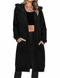 Tuopuda Damen Lange Kapuzenpullover mit Reißverschluss Hoodie Jacke Langarm Herbst Winter Pulli Sweatjacke Sweatshirts Kapuzenpullover Streetwear Strickjacke mit Taschen(Schwarz,M)