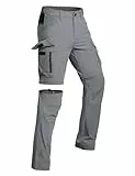 Vzteek Herren Wanderhose Zip Off Trekkinghose Outdoorhose Sommer Softshell Stretch Hose Kurz für Wandern,Abnehmbar,Baggy,Fahrrad,arbeits(Foggrey,3XL)
