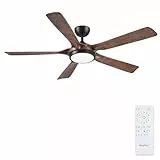 Newday Deckenventilatoren Holzig Schwarz,142CM Deckenventilator mit Beleuchtung und Fernbedienung Leise, Deckenventilator Groß mit Licht Dimmbar, Ventilator Lampe Decke mit 5 Flügel 3 Timer Motor DC