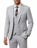 ZKHOECR Herren-Anzug-Set, 3-teilig, schmale Passform, Blazer mit zwei Knöpfen, einfarbig, Jacke, Weste, Hose, Hochzeit, Business-Anzug, GRAU, XS
