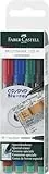 Faber-Castell 152504 - Marker MULTIMARK permanent, Stärke: M, 4er Etui, Inhalt: je 1x rot, blau, grün, schwarz