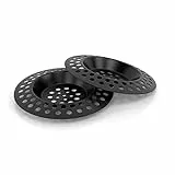 ABFLUSSHELD 2er Set Abflusssieb Edelstahl - Deluxe Waschbecken Sieb - Flexibles Haarsieb Dusche - Abflussieb Küche & Dusche - Premium Sink Strainer - Abfluss Sieb Waschbecken (Schwarz)
