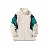 GURUNVANI Patchwork-Jacke für Herren, durchgehender Reißverschluss, Windbreaker, Vintage-Stil, Hj24081white, M