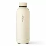 Vinsun Edelstahl Trinkflasche 500ml creme weiß - auslaufsicher, Kohlensäure geeignet, BPA frei - Thermosflasche Sport, Outdoor, Schule, Uni, Fahrrad, Büro, Gym, Wandern