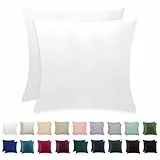 RUIKASI Kissenbezug 80 x 80 Weiß 2er Set - Oeko Tex Kopfkissenbezug 80x80 Weiss Kissen Bezug 80x80cm mit Reißverschluss aus Mikrofaser, Polsterbezug Doppelpack Set Pillow Case Pillow Cover