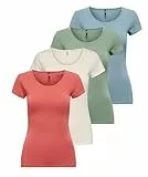 ONLY Damen Onllive Love SS Oneck TOP JRS, Birch/Arona/Mineral red/Hedge, M