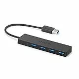 Anker 4-Port USB 3.0 Ultra Flacher Datenhub, Geeignet für MacBook, Mac Pro/Mini, iMac, Surface Pro, XPS, Notebook PC, USB Flash Drives, Mobile HDD, und mehr