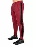 Gorilla Wear Banks Pants - Rot/Schwarz - zum Sport Freizeit Arbeit Outdoor Bequem Joggen Baumwolle Polyester Laufen Streifen auf den Beinen Starker Halt mit Logo eng, M