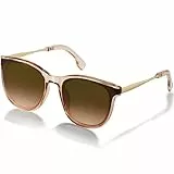 kunchu Sonnenbrille-Damen-Groß-Brillert-Frauen-Retro-Square -Trendy- Klassisch-UV400-Schutz-Ultraleicht-Runde Braunes Pulver