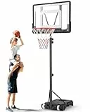 Basketballkorb Outdoor Kinder Basketball ständer: 155-210 cm Höhenverstellbar Basketballständer mit 80 cm bruchsichere Rückwand, Vergrößerter Basis und Rollen für Kinder/Jugendliche