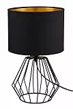Reality Leuchten RL LIVE YOUR LIGHT Tischleuchte Chuck R50931002, Metall schwarz matt, Stoffschirm schwarz, exklusiv 1x E14