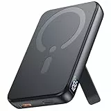 Eissix Powerbank für Magsafe, Kabelloses Magnetische Power Bank 12000mAh, 22.5W USB-A PD Ausgabe, Powerbank mit Typ-C-Eingang und Ausgang, LED-Anzeige für iPhone 17/16/15/14/13/12 Serie