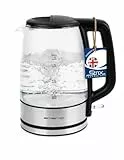 EMERIO Glas Wasserkocher mit 1.7 Liter Volumen | 2200 Watt | blaue LED Innenbeleuchtung | 360° Basis | bestes Borosilikatglas | Auto Off | Trockengeh- & Überhitzungsschutz | WK-130126