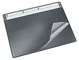 Läufer 47656 Durella Soft Schreibtischunterlage mit transparenter Auflage und Kalender, rutschfeste Schreibunterlage, Zubehör für Schreibtisch, 50 x 65 cm, schwarz