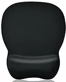 KTRIO Mauspad mit Gelkissen, Ergonomisches Komfort Mousepad mit Vernähte Kanten Abwaschbar Handgelenkauflage mit rutschfester PU-Unterseite für Computer Laptop Notebook, Schwarz