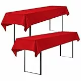 Showgeous 2 Stück Biertisch Tischdecke universal für 50cm u.70cm Biertische Hussen für Biertisch Biertischhussen Biertisch-Husse Bierzeltgarnitur Rechteckige Tischdecken Waschbar 100x250cm(Rot)