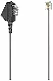 Hama Universal Telefonkabel TAE-F Stecker auf RJ11-Stecker (Westernstecker, Int. Norm 6P4C, für analoge Endgeräte, Rundkabel für Telefondose, Telefon, Router, Modem, 6m) schwarz