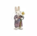 Gry & Sif Handmade & Fairtrade Certified Stylish Danish Design X Artisans from Nepal | Tier-Figuren aus Filz - Hasenfamilie | Deko-Figuren zum Hinstellen | White | 12cm