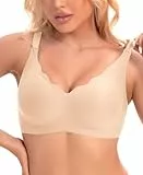 Ganado Damen Nahtloser BH Bügelloser Bequemer BH Bustier Bralette Soft (Beige-Vordere Welle, M)