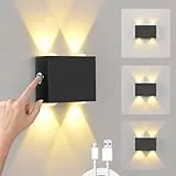 VOMI Wandlampe Akku Innen Touch Dimmbar, Wandleuchte Akku Aluminium Led Wandleuchte Kabellos Ohne Stromanschluss 4000mAh USB Aufladbar Tragbar Magnetische Wandlampe Für Schlafzimmer, Korridor, Schwarz