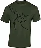 Jäger T-Shirt Männer - Hirschbock - Jagd Tshirt Herren - Geschenk Kleidung Zubehör (Army M)