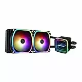 ENERMAX AQUAFUSION ADV ARGB 240mm AIO CPU Wasserkühlung Dual Chamber für Intel LGA1700/AMD AM5 Support 330W+ TDP (2x SquA RGB 120 PWM Lüfter); ELC-AQFA240-SQA, schwarz