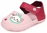 KVbabby Sandalen für Mädchen Bequem Jungen Geschlossene Pantoffeln Leicht Strand Hausschuhe Rutschfest Gartenschuhe Klettverschluss,Pink,22/23 EU/Etikett Größe 140