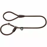 HUNTER Retriever-Hundeleine FREESTYLE, Farbe: braun, integrierte Halsung, stufenlos verstellbar, witterungsbeständig, pflegeleicht, griffig, robustes Tau mit Ledertipps, Größe: 08/120