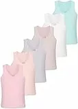 LOREZA ® 6 Mädchen Baumwolle Unterhemden mit Schleife Tank Top (140-146 (10-11 Jahre), Soft - 6 STÜCK)