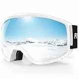 Findway Skibrille Erwachsene für Herren Damen, Snowboardbrille für Brillenträger, OTG UV-Schutz Kompatibler Helm Anti Fog Skibrillen, Silber Sphärisch Verspiegelt
