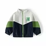 Volunboy Baby Jungen Polarfleece Jacken Durchgängigem Reißverschluss Pullover Fleecejacke Wintermantel mit Taschen(Marineblau Weiß,4-5 Jahre,Größe 120)
