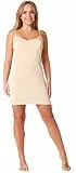 Bellivalini Damen Unterkleid glatt Petticoat V-Ausschnitt Einstellbare Träger BLV50-271 (Beige, M)