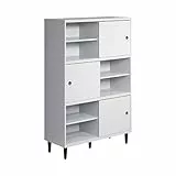 trendteam smart living - Werkzeuglose Montage - Wechselbare Türen - Regal Standregal - Wohnzimmer - Evolution - Aufbaumaß (BxHxT) 90 x 140 x 38 cm - Farbe Weiß mit Dunkelbraun - 221688201