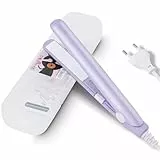 2-in-1 Mini Glätteisen, Akozon Lockenstab, Keramik-Heizplatte,1 m / 3,28 Fuß Kabel Glatteiseisen kleines Haarglätter passt in die Handtasche,Glätteisen Locken und Glätten (EU-Stecker,Lila)