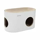 PetRhein Safari Lodge XXL Kratzhaus 3-in-1 Katzenhöhle und stabiles Kratzbrett aus Wellpappe, 64 x 35 x 36 cm großes Katzennest, nachhaltiges Katzenmöbel mit austauschbaren Matten