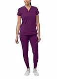 Adar Pro Verstärker Schrubben Set Für Frauen - Süssherz V-Hals Schrubben Top & Yoga Jogger Schrubben Hosen - P9400 - Aubergine - M
