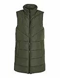 Noisy May Damen Winter Weste NMDALCON Lange wattierte Puffer Stepp Jacke mit Zip ohne Ärmel, Farben:Grün, Größe:M