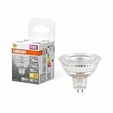 Osram LED Spot Lampe Star MR16 2W 827, 2700K warmweiß, GU5.3, 120°, 210 lm, Niedervolt, Vollglas Design