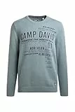Camp David Herren Pullover Rundhals mit Logo Prints Teal, L