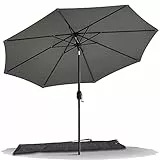 VOUNOT Sonnenschirm 270 cm mit Kurbelvorrichtung, Knickbar, Sonnenschutz UV-Schutz, Balkonschirm Gartenschirm Marktschirm mit Schutzhülle, Grau