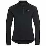 Odlo Fleecepullover für Damen Rigi | Schwarz | Größe S | Midlayer mit Halbreißverschluss | Langarm Wandershirt