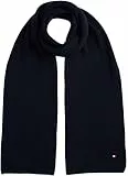 Tommy Hilfiger Herren Schal Flag Pima Cotton Cash aus Rippstrick, Blau (Space Blue), Einheitsgröße