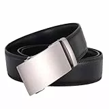 3,5 cm breiter, schwarzer Herren-Ledergürtel mit automatischer Schnalle, verstellbarer Gürtel, geeignet für Denim, Business, Casual Style., Schwarz , 130 cm